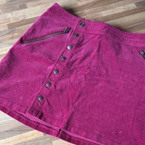 Kuhl Magenta Corduroy Button-Front Mini Skirt